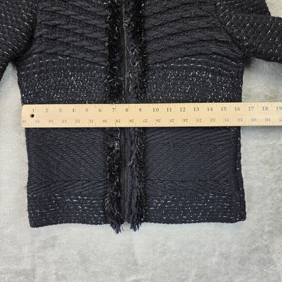 Ann Taylor Sweater Womens Small Black Cardigan Wool Acrylic Textured Collar - Picture 6 of 12